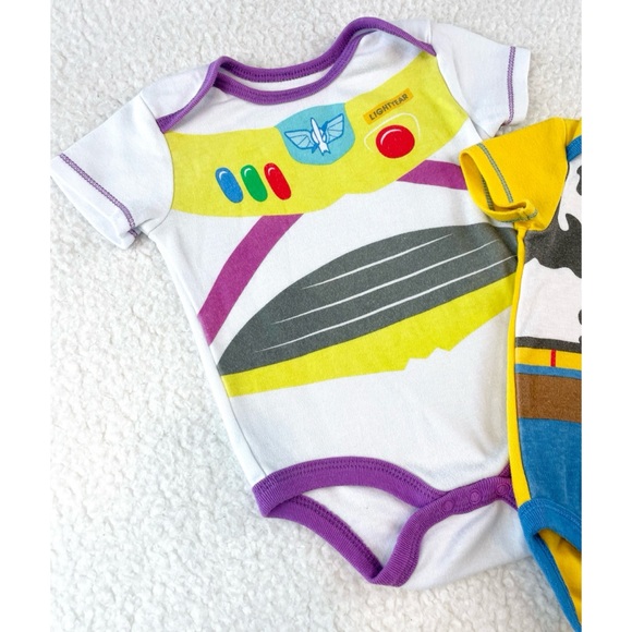 DISNEY • Set of 2 Toy Story Woody and Buzz Lightyear Halloween Costume Onesies - Picture 7 of 16